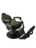 Salon System BX-2963 Barber Chair - Olive Green with Black Iron Base