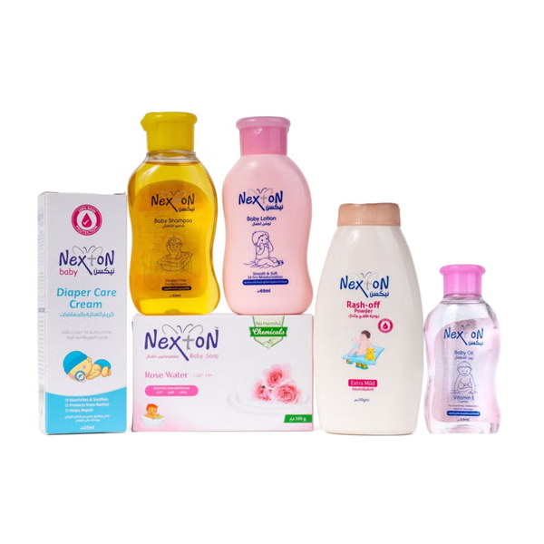 Nexton Newborn Baby Gift Set, 6-Piece Essential Care Kit, 65ml/50ml/25ml/100g