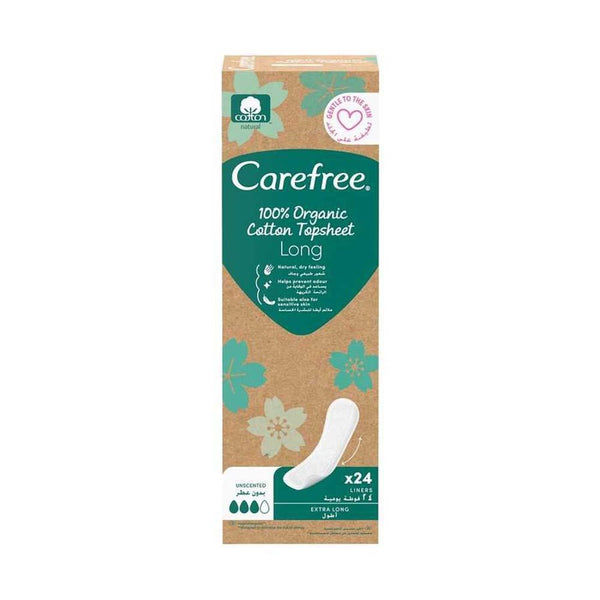 Cotton Sanitary Pads Organic Long Size 24 Count Carefree