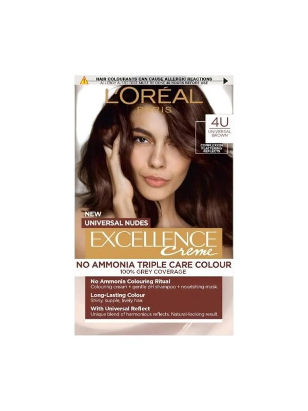 L'Oréal Paris Excellence Hair Color Cream - Brown 4U - Gray Coverage