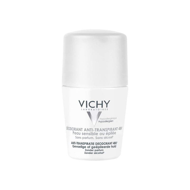 Vichy Antiperspirant Deodorant for Sensitive Skin, 48-Hour Protection, 50ml