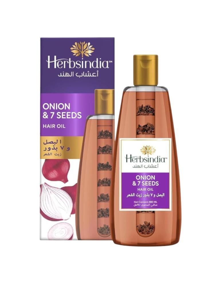 Herbs India Onion & 7 Herbal Seeds Oil for Stronger Longer Hair, 280 ml