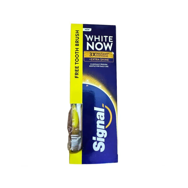 Best Fluoride Free Toothpaste White Now Extra Shine Signal 75ml + Free Toothbrush