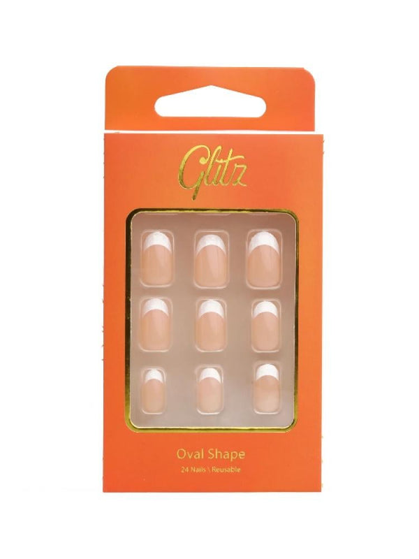 Glitz French Pink Press-On Nails - 24 Pieces