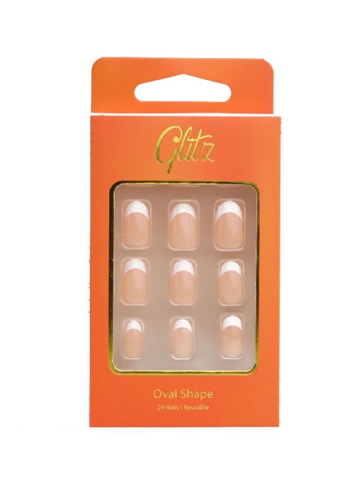 Glitz French Pink Press-On Nails - 24 Pieces