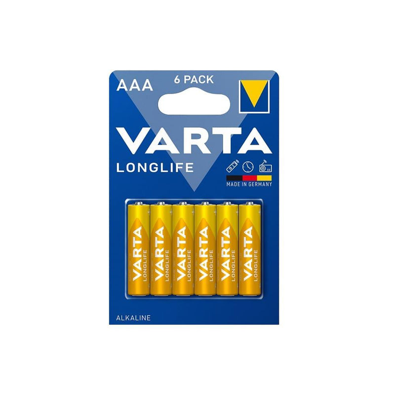 AAA Alkaline Batteries Long Life 6-Pack 1.5V Varta