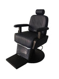 Salon System Men's Barber Chair - Dark Blue Upholstery, Matte Black Frame