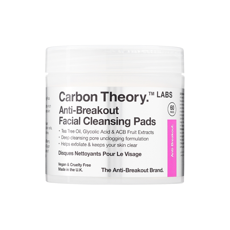 Tea Tree Oil Glycolic Cleansing Pads Acne Control Carbon Theory 60 Pads