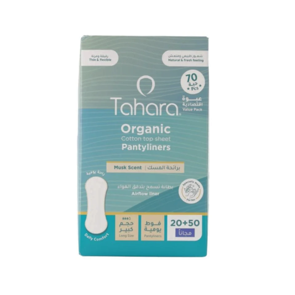 Tahara Daily Sanitary Pads, 100% Natural Cotton, Musk Scented, Large, 70 Count