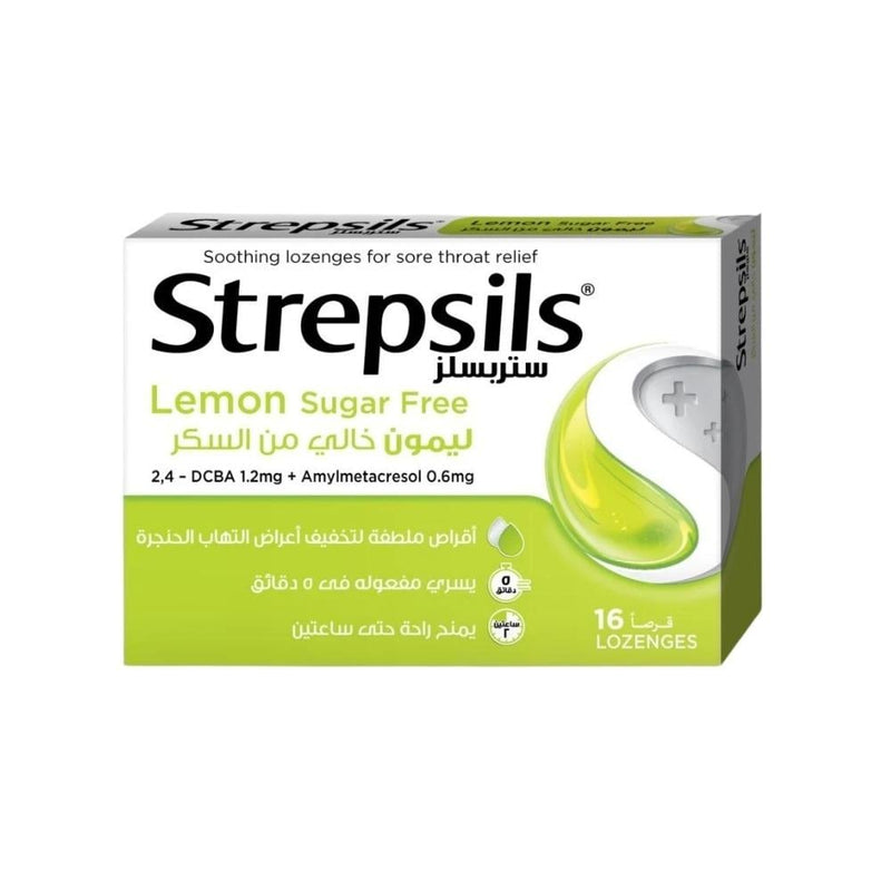 Strepsils Sugar-Free Lemon Throat Lozenges, 16 Count