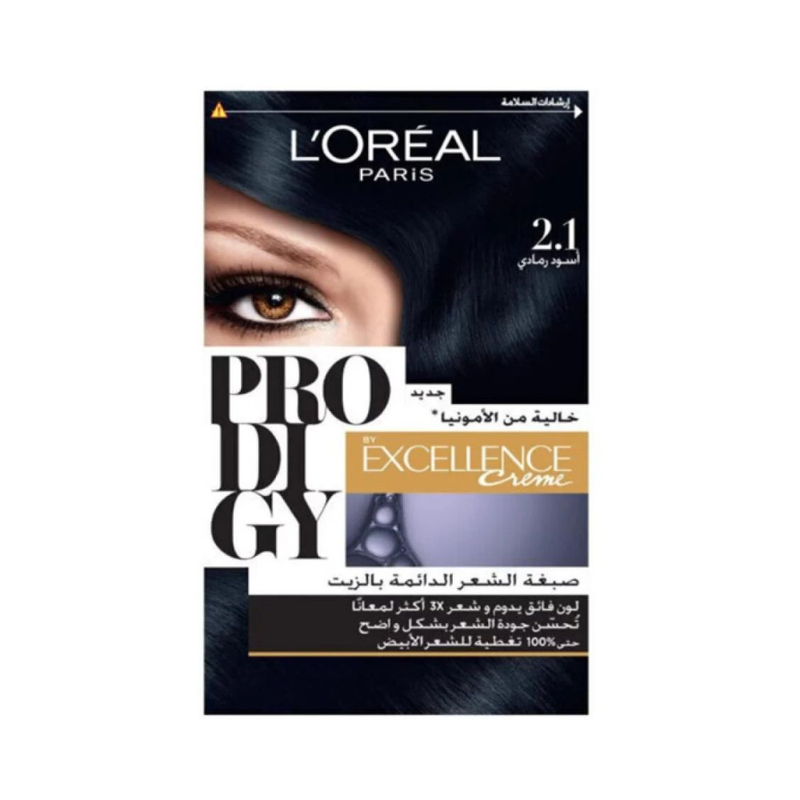 L'Oreal Paris Ammonia-Free Hair Color, Black Ash 2.1, 180ml