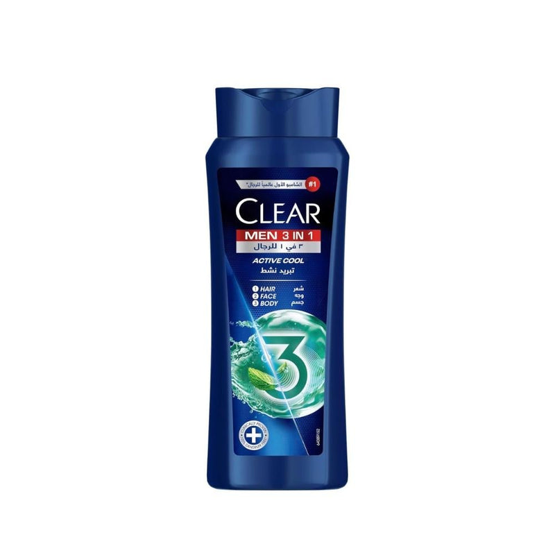 Clear Men 3-in-1 Anti-Dandruff Shampoo, Face & Body Wash - Menthol