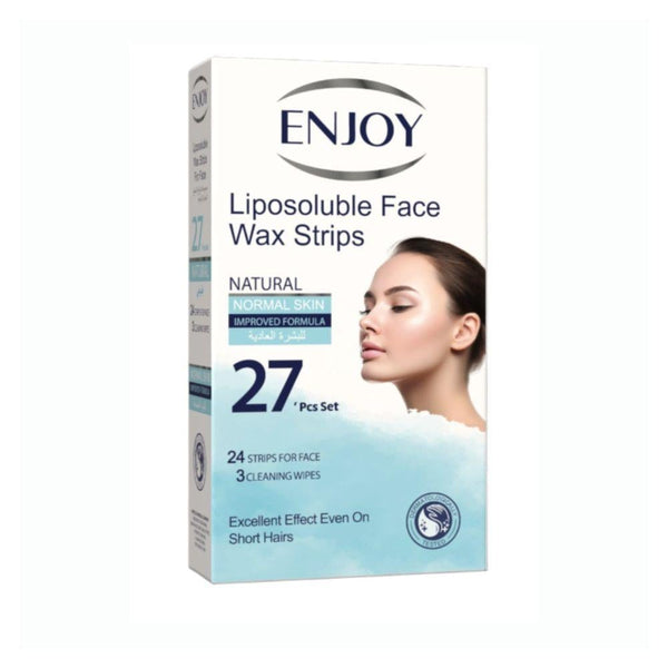 Enjoy Facial Wax Strips, Normal Skin, 24 Strips + 3 Cleansing Wipes