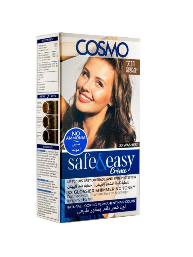 Cosmo Ammonia-Free Hair Dye 7.11 Deep Ash Blonde