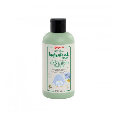Pigeon Natural Botanical Baby Hair and Body Wash, Argan, Olive, Chamomile, 200ml