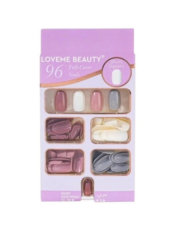 Short False Nails Full Cover Square 96 Pcs Loveme Beauty