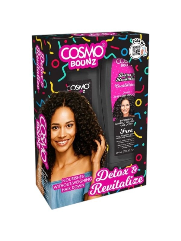 Cosmo Bounz Detox Shampoo and Conditioner Set Activated Charcoal 2 x 400ml