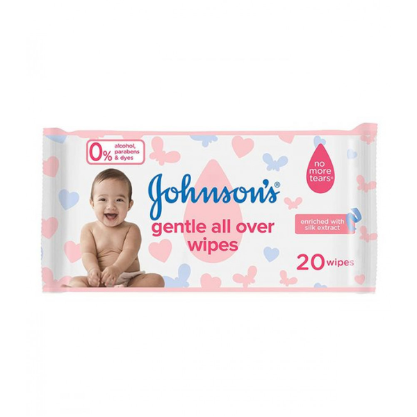 Johnson's Full Body Cleansing Wipes with Silk Extract, Alcohol-Free, 20 Count