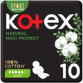 Kotex Natural 100% Cotton Maxi Protect Thick Super Pads 10 Pcs