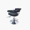 Salon System Barber Chair in Black Leather with Stainless Steel Accents