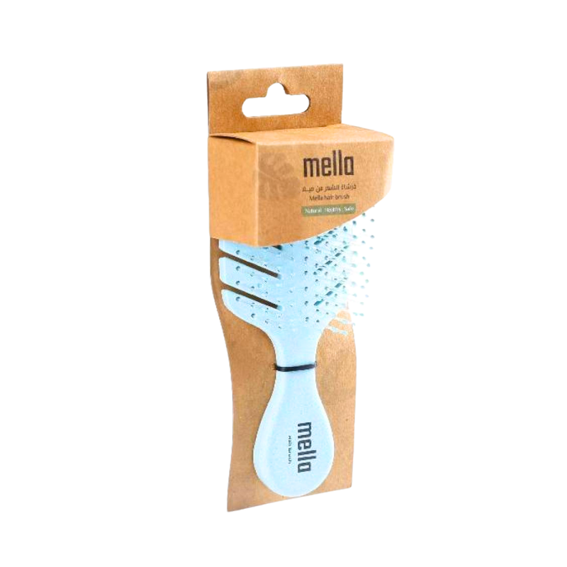 Detangling Hair Brush Natural Fibers Mini Light Blue Mila