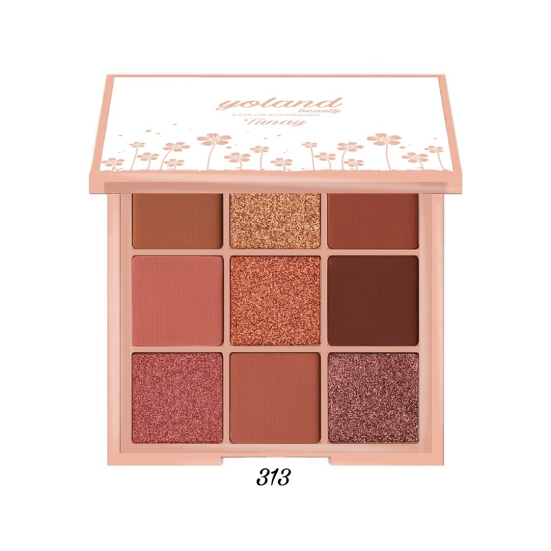 Yolande Beauty 9-Color Eyeshadow Palette YB313, 5 Matte 4 Shimmer