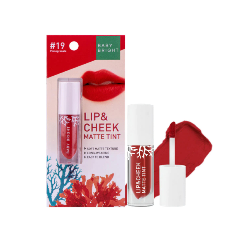 Lip and Cheek Tint Moisturising Pomegranate Matte Finish Baby Bright 10g