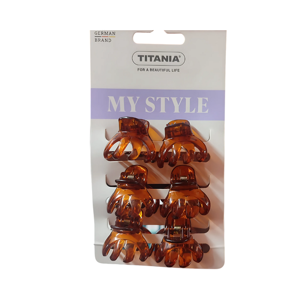 Titania Small Brown Hair Clips, 6 Pieces 7947