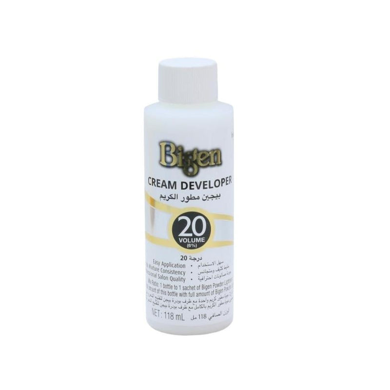 Bigen 20 Volume Developer Cream, Hair Lightening, 118 ml