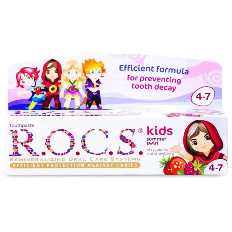 Kids Toothpaste Summer Swirl Raspberry Strawberry Enamel Protection R.O.C.S 35ml