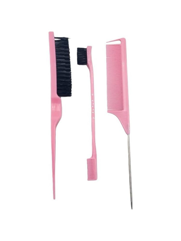 Salon System Hair Brush Set - 3 Pieces - Smoothing Detangling Edge Styling