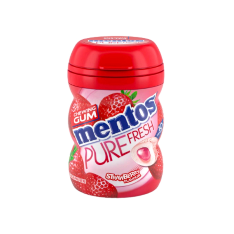 Mentos Chewing Gum Pure Fresh Strawberry Long-Lasting Freshness 10 Pieces