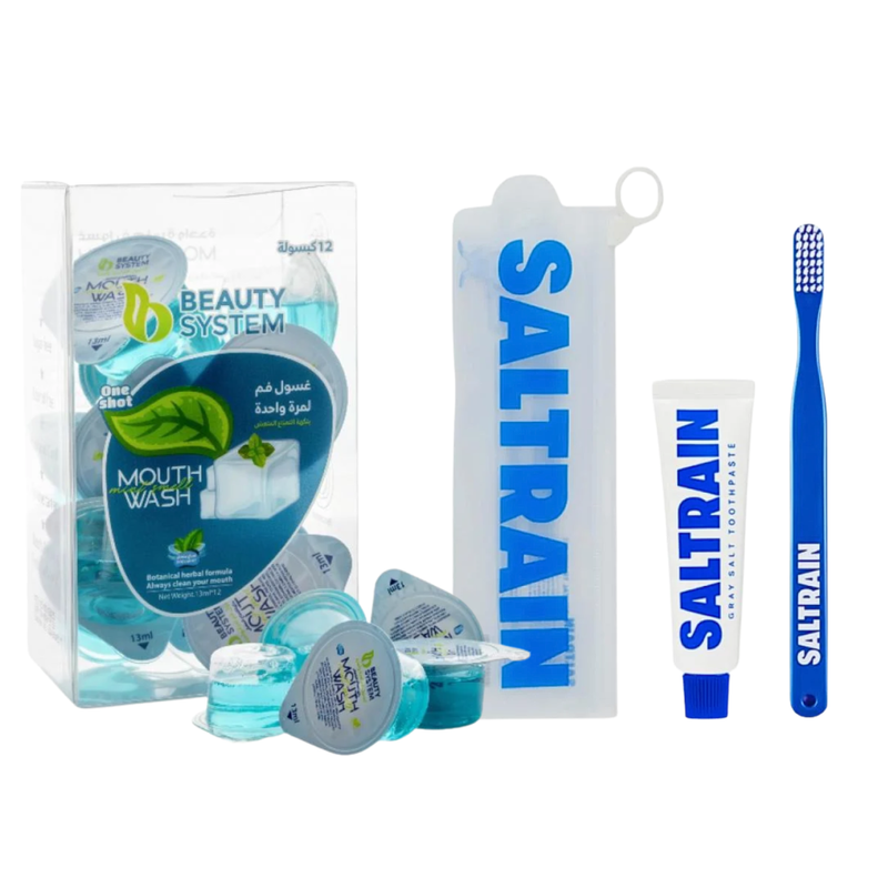 Beauty System Oral Care Set: Mouthwash Capsules, Saltrain Toothpaste & Toothbrush