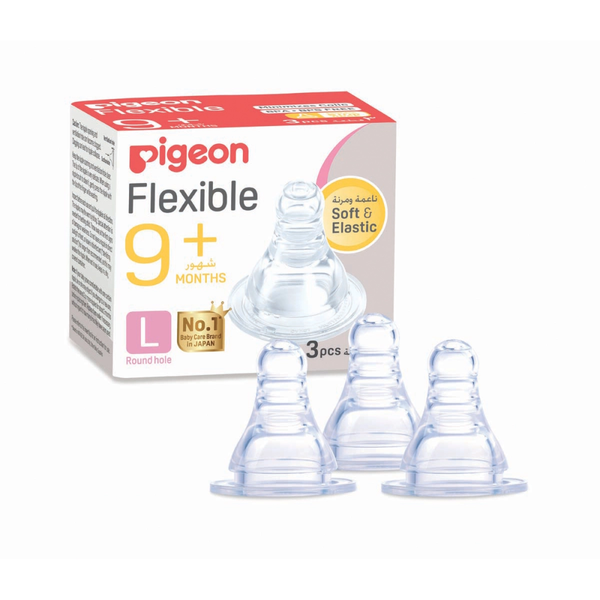 Buy Baby Bottle Nipple Large Flow Silicone Replacement Pigeon 3pcs Box