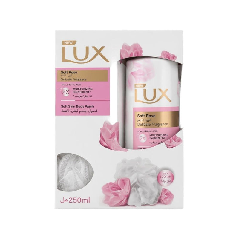 Best Smelling Body Wash Soft Rose Lux 250ml with Loofah