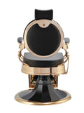 Salon System Barber Chair - Black Leather with Gold Iron Base