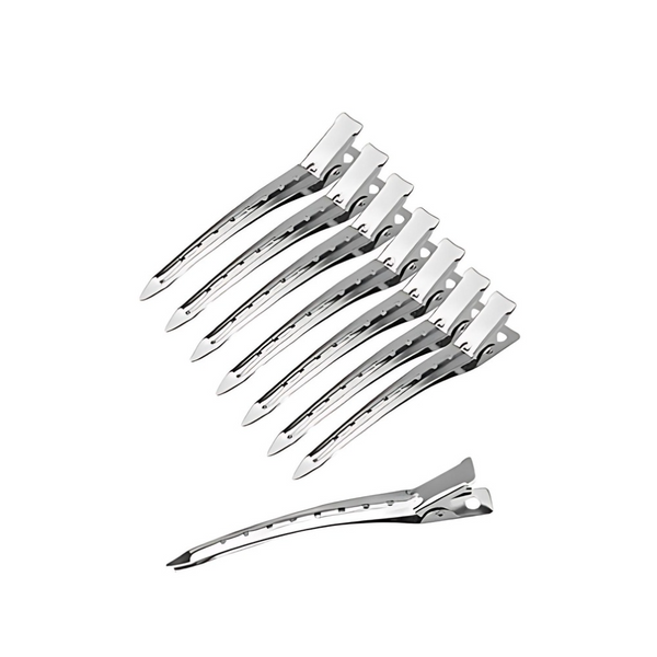 Hair Clips For Sectioning Hair Silver Metal Styling Sasha 12 Pieces