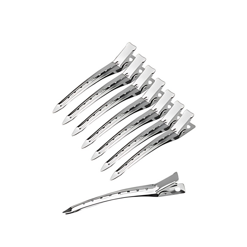 Hair Clips For Sectioning Hair Silver Metal Styling Sasha 12 Pieces