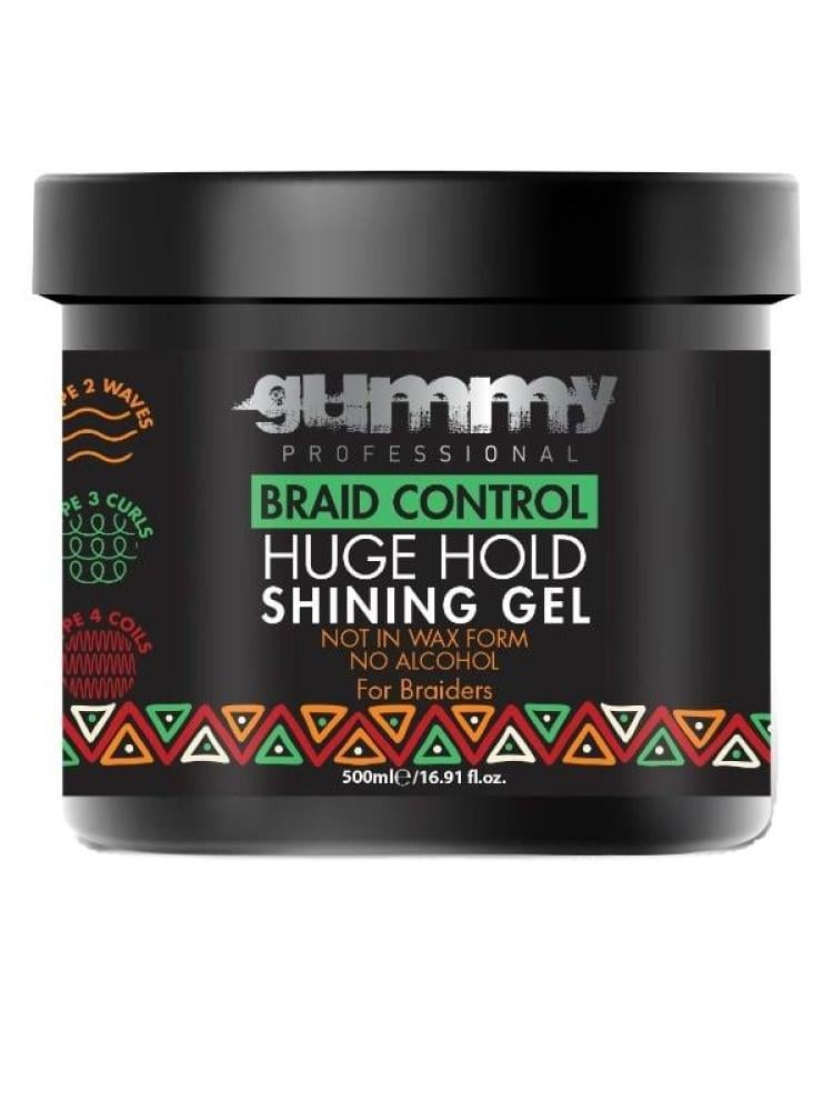 Gummy Professional Braid Control Gel - Strong Hold for Sleek Styles, No Flakes, 500ml