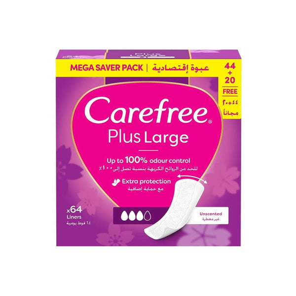 Unscented Panty Liners Large Extra Coverage Carefree 64 Pads