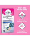 Veet Easy Gel Wax Strips Sensitive Skin Hair Removal 20 Strips