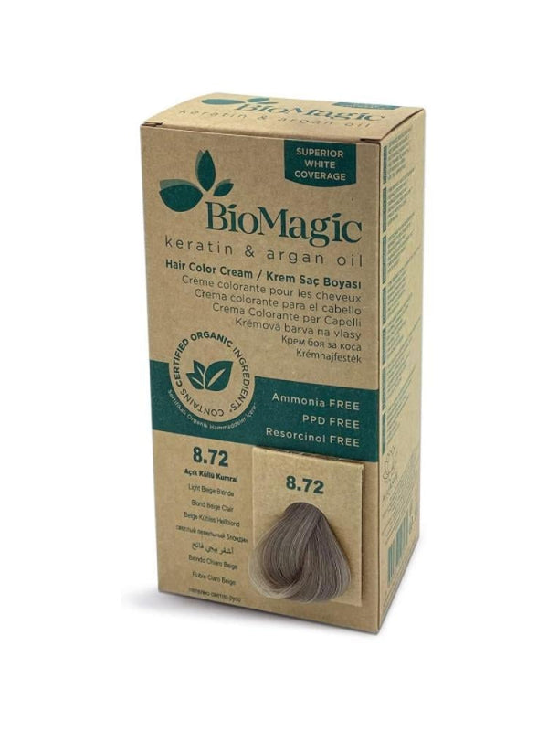 BioMagic Hair Color Cream Keratin Argan Oil - 8.72 | Light Beige Blonde