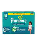 Pampers Diapers Taped Rash Protection Jumbo Box Size 5 80 Count