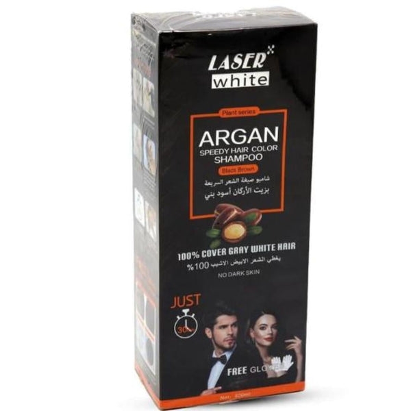 Laser White Shampoo with Argan Oil - Black Brown Hair Color, 420 ml