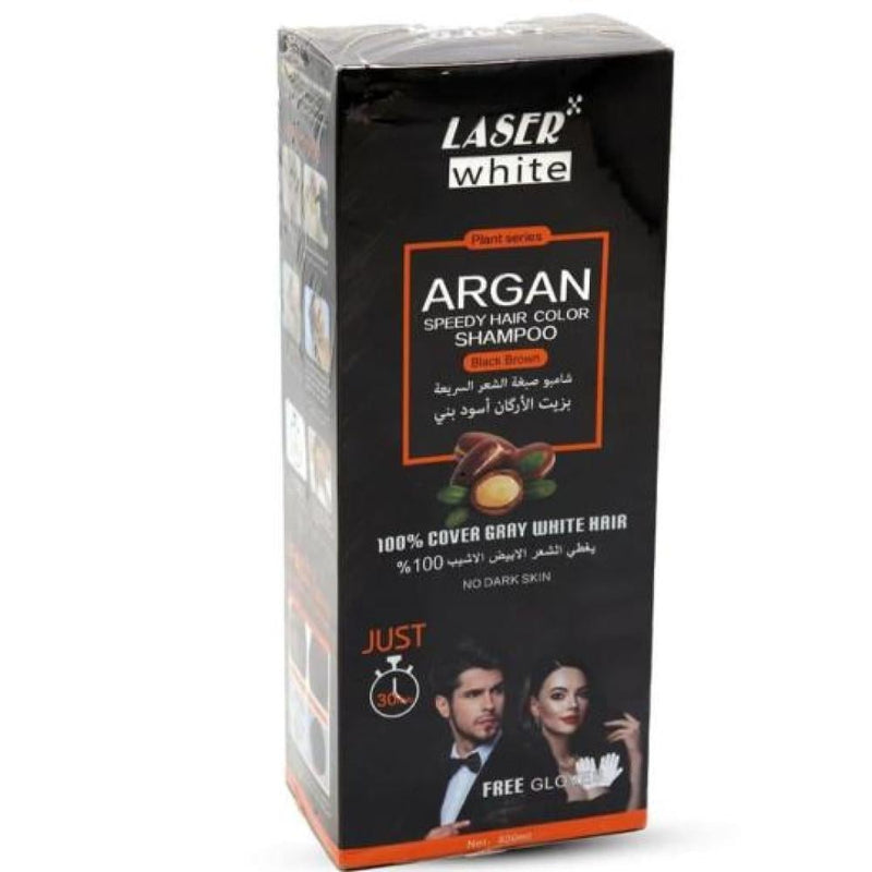 Laser White Shampoo with Argan Oil - Black Brown Hair Color, 420 ml