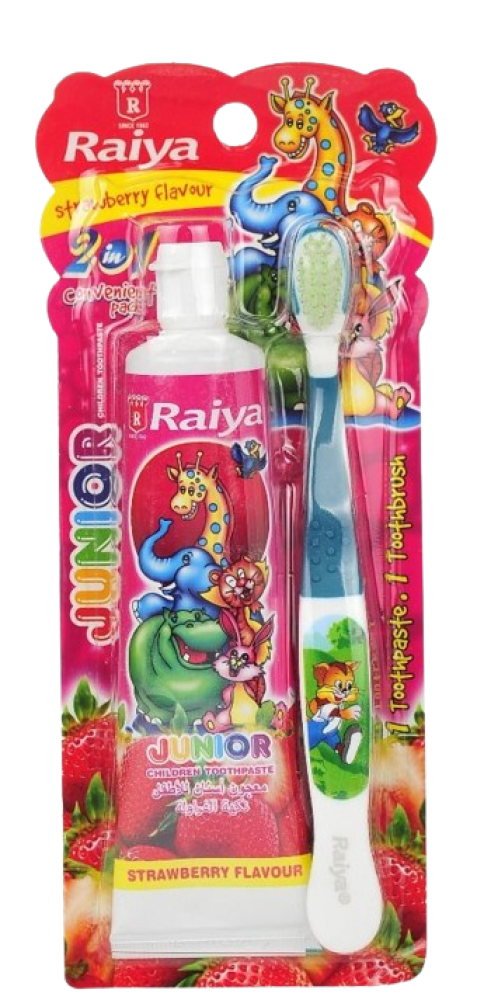 Buy Children's Toothpaste And Toothbrush Set Strawberry Flavour Raiya 75g