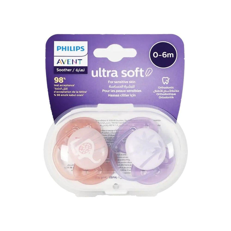 Philips Avent Ultra Soft Pacifier 0-6 Months Silicone 2 Pack
