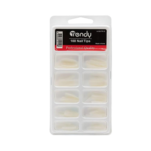 Trendy Artificial Nail Set, Clear, Paintable, 100 Pieces