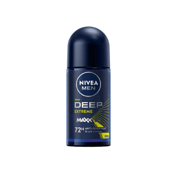 Nivea Men Deep Extreme Roll-On Deodorant, Activated Charcoal, 50ml