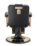 Salon System Men's Barber Chair - Black with Gold Frame